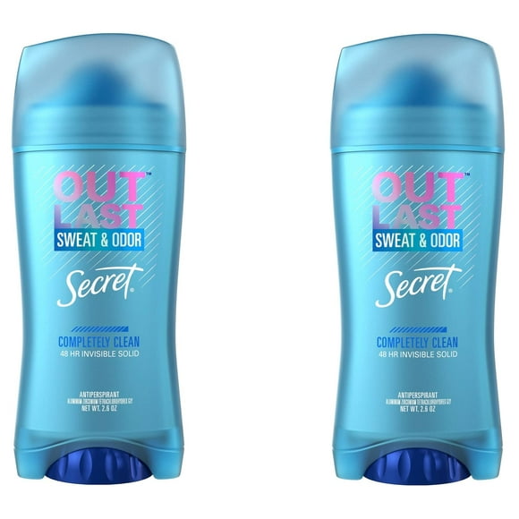 Secret Outlast Invisible Solid Antiperspirant Deodorant for Women Completely Clean 2.6 oz (Pack of 2)