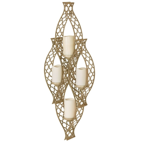 Sorinna Metal Wall Sconce Candelabra Platinum 34 by 12 Inches