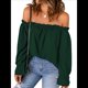 thumbnail image 1 of Blusa Informal Holgada de con Hombros Descubiertos y Volantes de Larga para Mujer. Verde M, 1 of 8