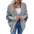 thumbnail image 3 of Women'S Cardigan Sweaters Oversized Chunky Knit Slouchy Wrap Batwing Open Front Outwear Coat Gray XL, 3 of 10