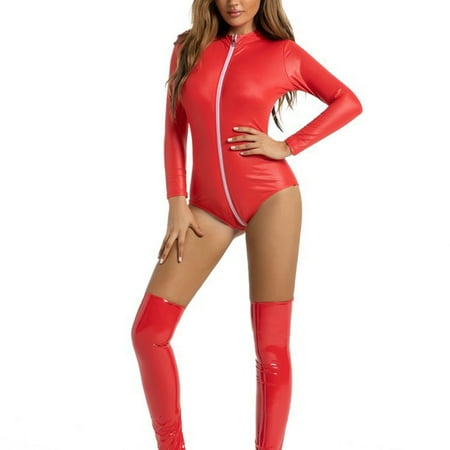adviicd Mesh Lingerie For Women Women Lingerie One Piece Lace Mesh Teddy See Through Bodysuit Red M