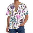 thumbnail image 2 of Picia Summer with Flamingo Men's Linen Shirts Short Sleeve Cuban Beach Shirts Casual Shirts Button Down Shirt for Men Beach Summer Wedding Shirt-Small, 2 of 7
