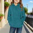 thumbnail image 2 of Girls Fleece Hoodie Oversized Fit Casual Warm Sherpa Fuzzy Hooded Sweatshirt Long Sleeve Fall Winter Pulover Tops (13 Years, Green), 2 of 7
