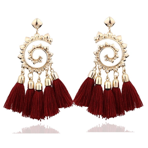 Xihbxyly Pendientes Bohemios con Borlas Tejidas a Mano y Una Estructura de Aleación Única. Accesorio de Moda para Ocasiones Especiales. Regalo Elegante para Mujeres y Niñas con Estilo. Una Pieza Llam