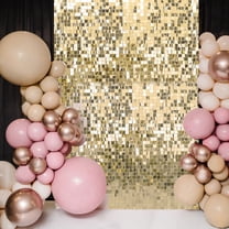 Efavormart 10 Panels | Ritzy Gold Square Sequin Wall Party Backdrop Panels, Shimmer Backdrop, Active Spangle Wall Art Décor - 12"x12"