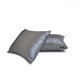 thumbnail image 2 of Funda de almohada lumbar de lujo HomeCentric, color plata, paquete de 2, 30 x 55 cm (12 x 22 pulgadas), funda de cojín rectangular lisa de satén, estilo moderno - Satén flameado gris plata, 2 of 5