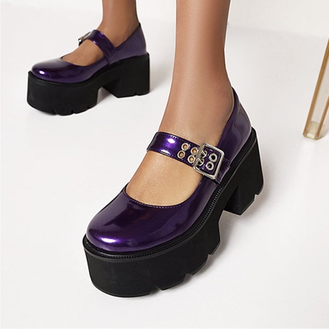 Elegantes zapatos de cuero para mujer Estilo británico Hebilla de cinturón Estudiante Cómodo Usable Casual Tacones altos gruesos Sandalias con correa de tobillo de color sólido Wmkox8yii ghj2548