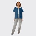 thumbnail image 3 of SPECTRUM UNIFORMS Scrub Tops Tunic Tops with Snap Front Women V-Neck Soft Fabric Ideal for Medical Professionals, Hospital and Lab Work Wear Caribbean Blue, 3 of 5