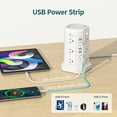 thumbnail image 5 of Tower Power Strip: 12 AC Outlets, 4 USB-A, 20W USB-C PD. Desk-Mount, Anti-Slip Base. Efficient Charging for Home & Office, 5 of 7