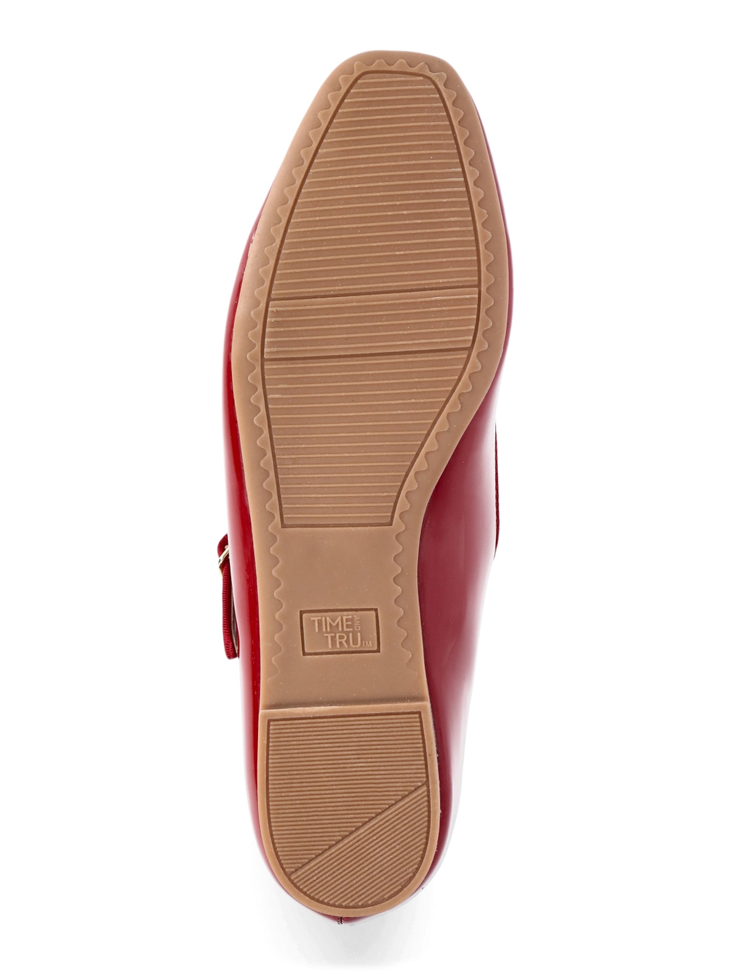 Time and Tru Women's Faux Leather Mary Jane Flats, Wide Width Available