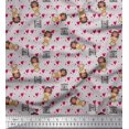 thumbnail image 1 of Soimoi Gray Silk Fabric Coffee Glass & Girl Heart Print Fabric by the Yard 42 Inch Wide, 1 of 3
