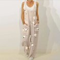 thumbnail image 6 of RYKJLWY Overalls for Women Womens Pants Overalls Rompers Daisy Print Buttons Suspender Jumpsuit Rompers for Women 2024(Beige,XXXL), 6 of 6
