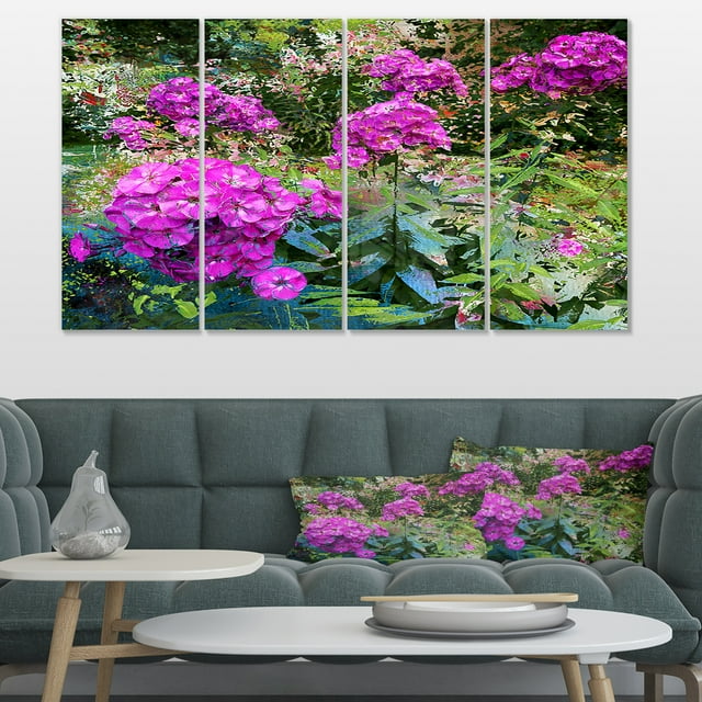 Theme With Pink Flowers and Green - Floral Art Canvas Print