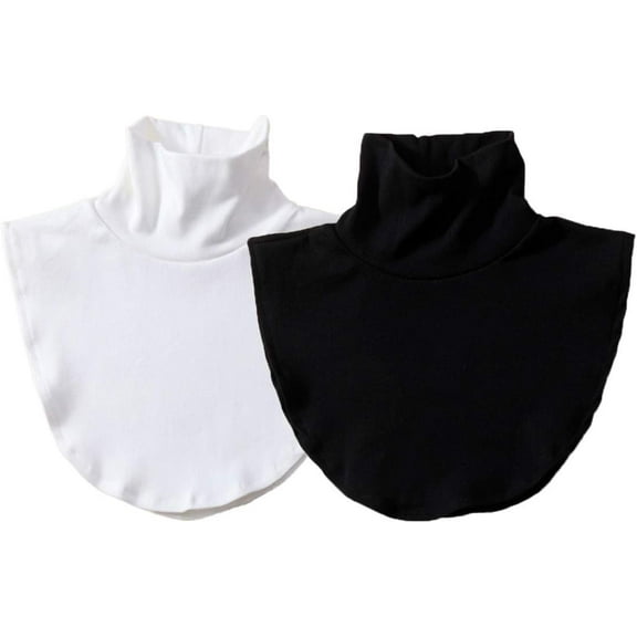 Zhengup 2 Pack Detachable Turtleneck Fake Collar Dickey Collar Cotton Half Blouse Pullover False Collar