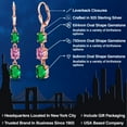 thumbnail image 2 of Gem Stone King 18K Rose Gold Plated Silver Green Nano Emerald 3 Stone Dangle Earrings for Women (4.10 Cttw, Gemstone May Birthstone, Oval 8X6MM, 7X5MM and 6X4MM), 2 of 6