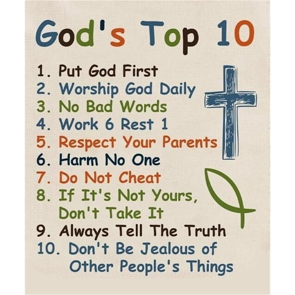 Bible Verses Wall Art for Kids poster  Ten Commandments Poster Wall Decor Christian for Kids Room Bedroom Living Room Home poster