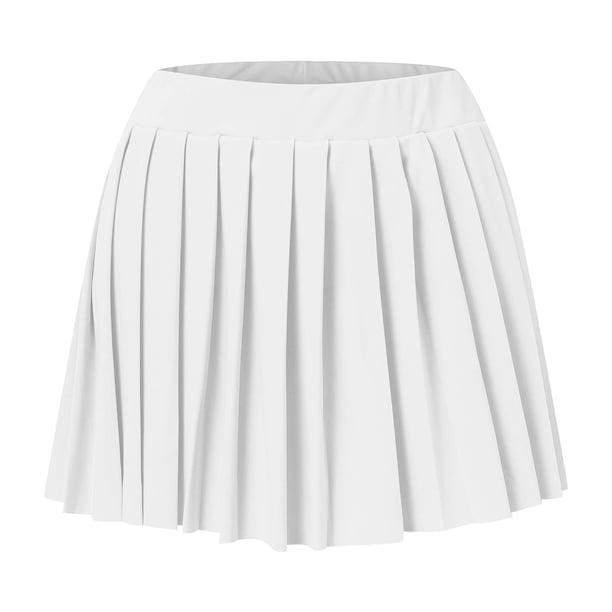 Aocisk Solid Color Mini Pleated Skirt for Women A Line High Waist