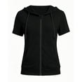 thumbnail image 4 of Womens Short Sleeve Zip Up Hoodies Lightweight Slim Fit Drawstring Comfort Sweatshirts Summer Casual Fashion Clothes, S-2XL, 4 of 6