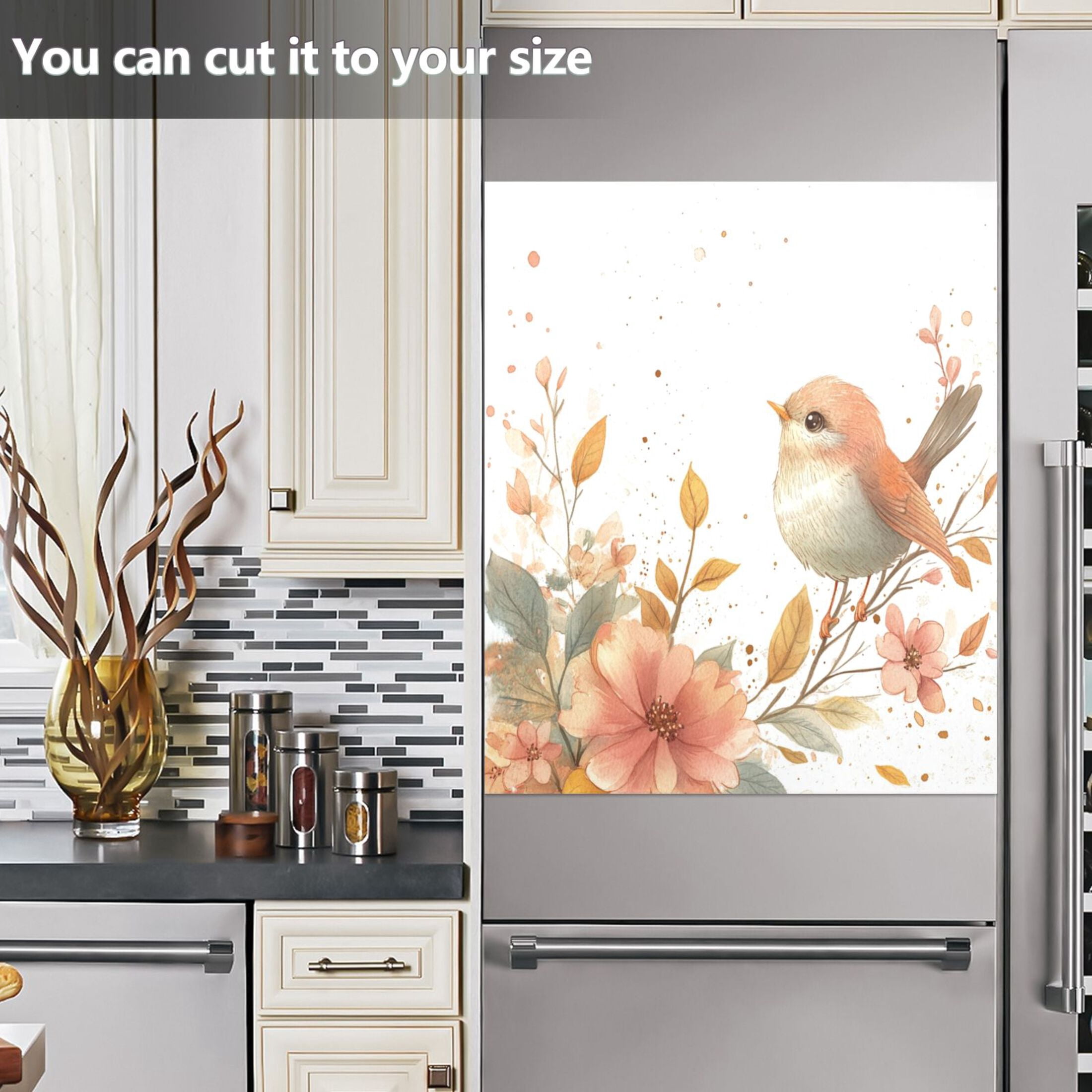Dishwasher Magnetic Sticker 23x26 Inch Refrigerator Magnetic Sticker Washing Machine Magnetic Sticker Kitchen Panel Magnetic Sticker Home Decor Cute Cartoon Orange Bird