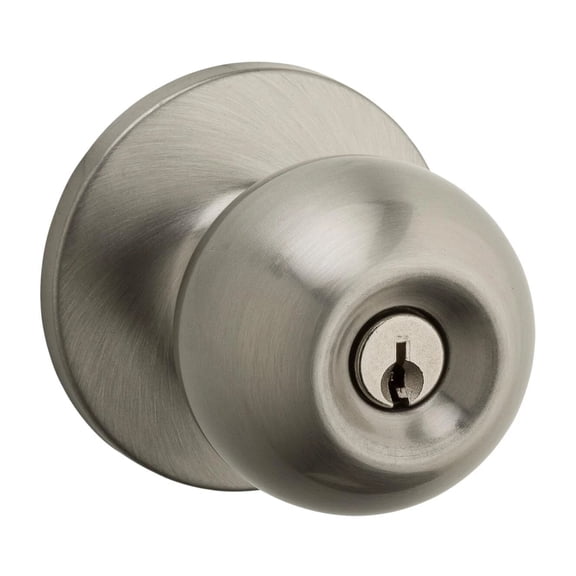 Weiser Regina 9SK50000-055 Entry Knob, Exterior Door Knob with Key, Satin Nickel