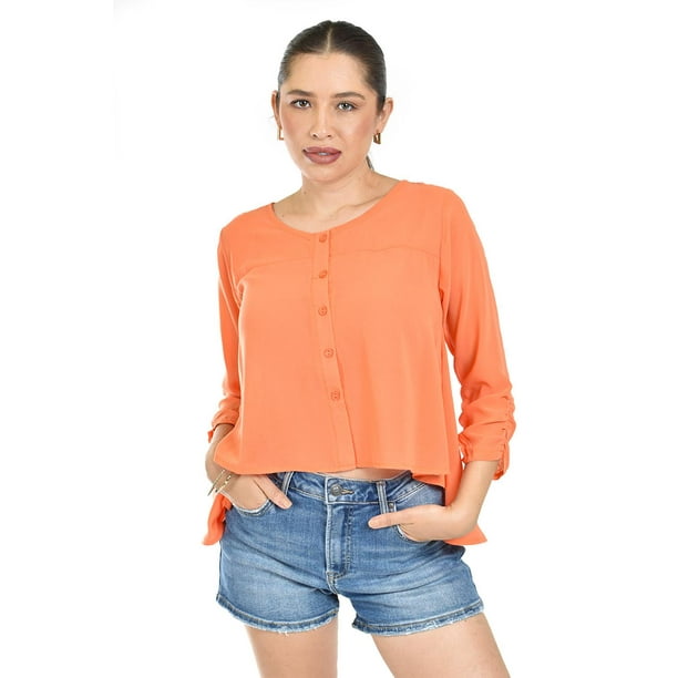 Blusa con abertura en espalda Roman Fashion /Juvenil, 8036 (Naranja) naranja M