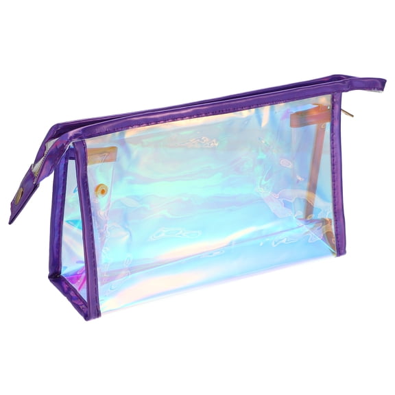 Unique Bargains Clear Makeup Bags Transparent Toiletry Bag Clear Zipper Makeup Pouch for Women Purple