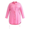 thumbnail image 3 of Terra & Sky Women's Plus Size Mini Shirt Dress with Long Sleeves, Sizes 0X-4X, 3 of 4