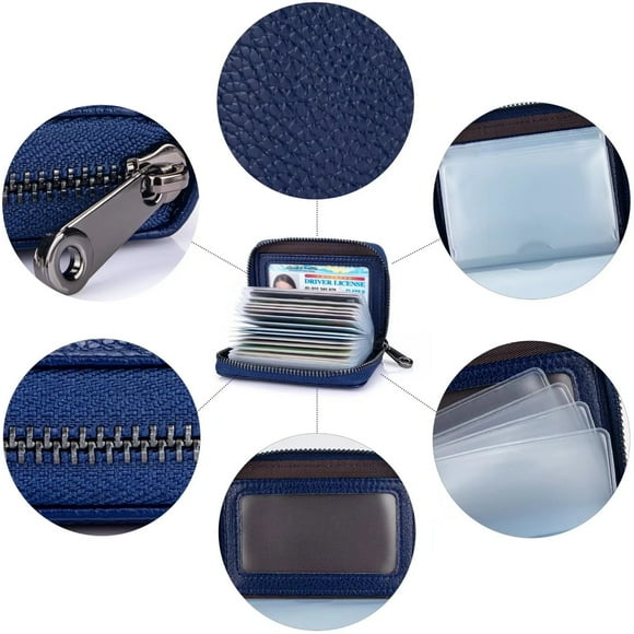 Wiueurtly Saipulusi Rfid Blocking Wallet For Women Card Case Holder Dark Blue