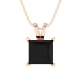 thumbnail image 4 of Clara Pucci 14K Rose Solid Hypoallergenic Gold 2Ct Natural Onyx Princess Cut Solitaire Designer Necklace Pendant For July, 4 of 7