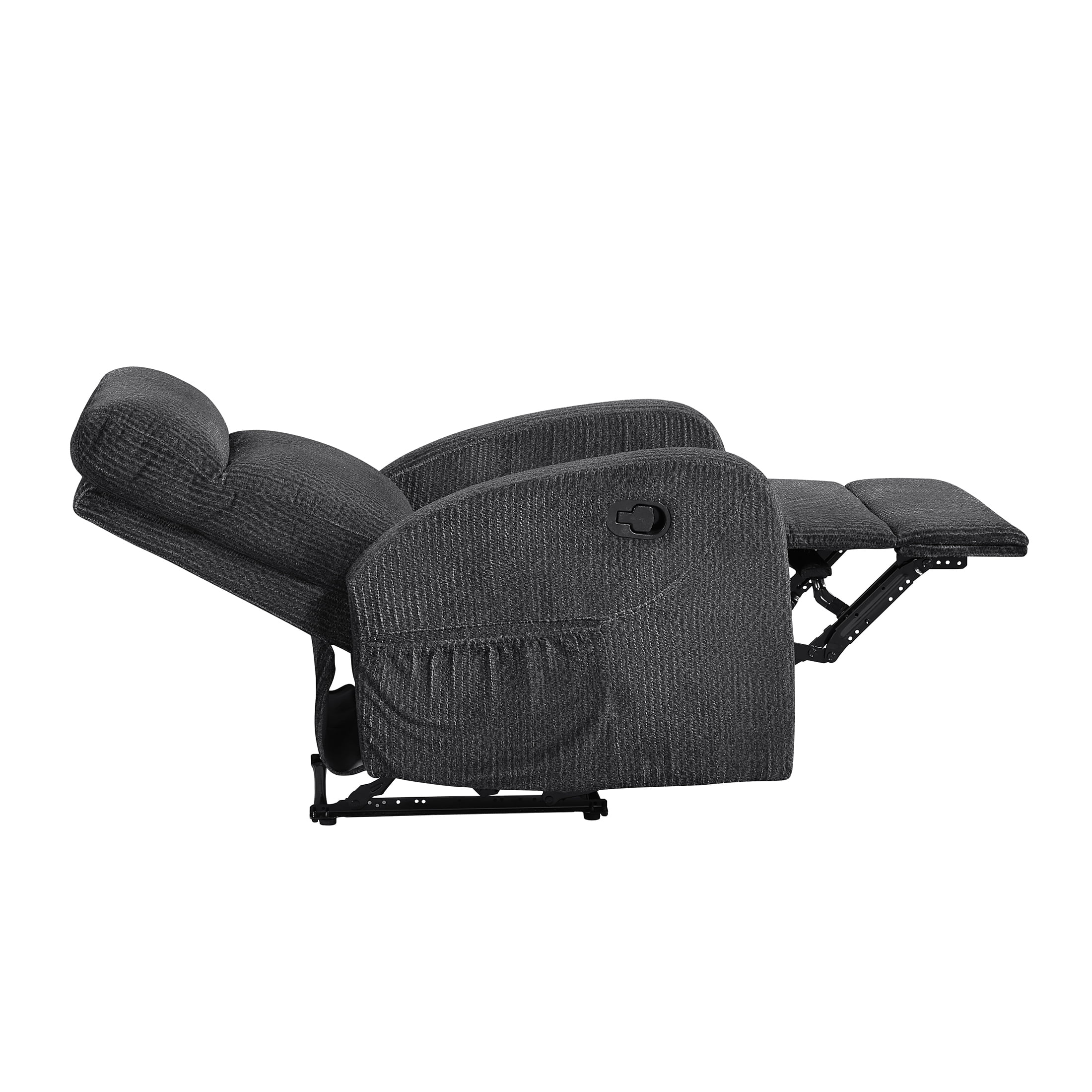 OakvillePark Brava Microfiber Manual Reclining Chair with Armrest Side Pocket, Dark Gray