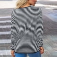 thumbnail image 5 of Womens Striped Soft Pullover Sweatshirts Crewneck Long Sleeve Loose Fit Shirts with Chest Pocket 2025 Fall Clothing, 5 of 5