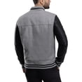 thumbnail image 2 of X RAY Jeans Men's Wool Varsity Bomber Jacket with PU Sleeves, Grey/Black, S, 2 of 9