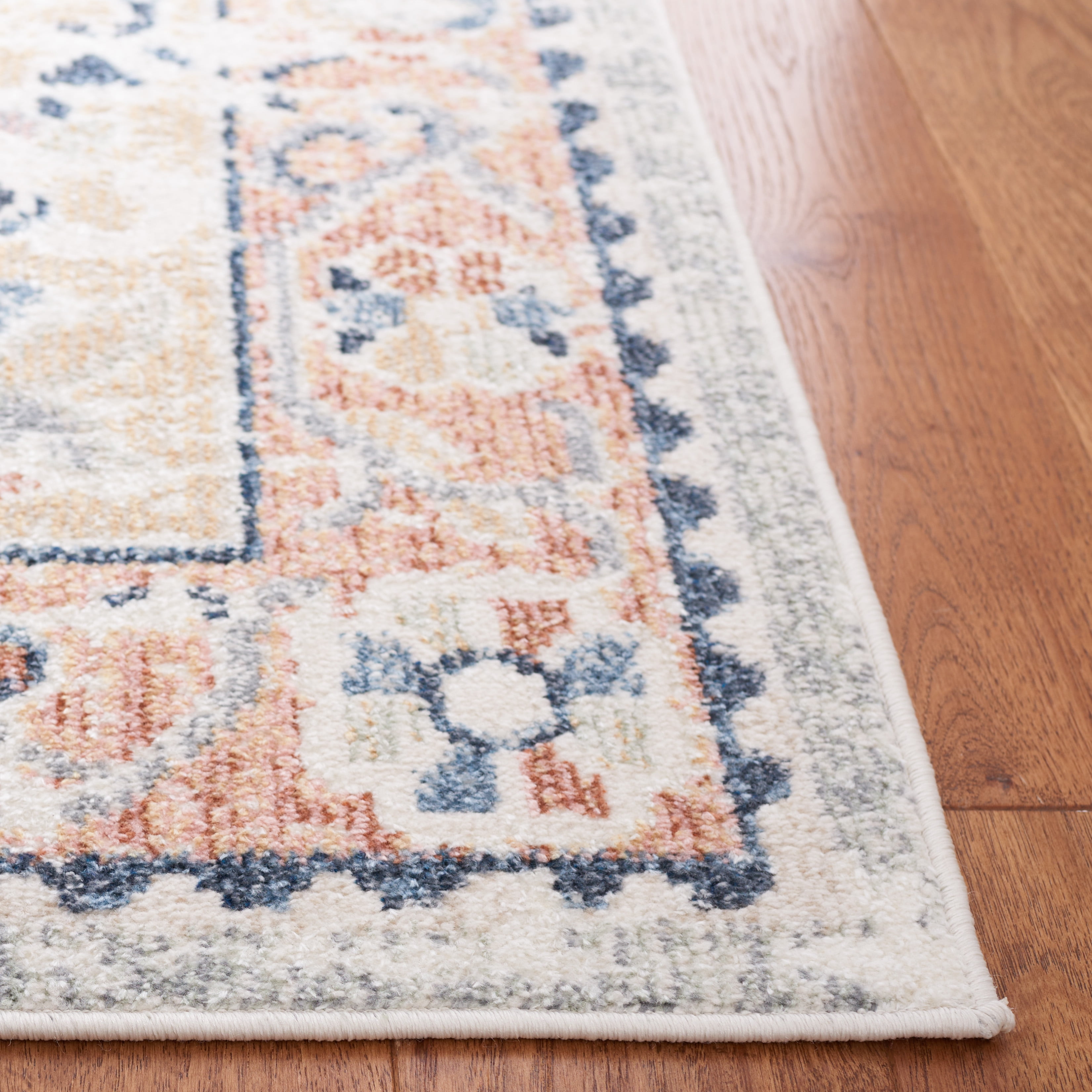 SAFAVIEH Bayside Rudy Oriental Polyester Machine Washable Area Rug, Sage/Gold, 4' x 6'
