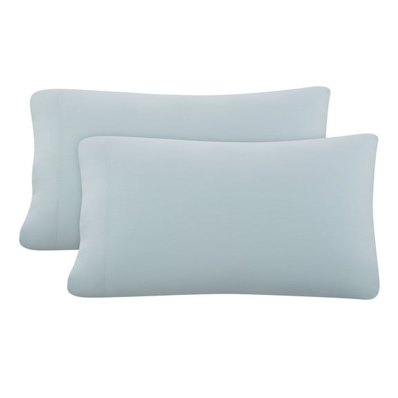 Hotel Style Blue Lyocell & Linen Blend Percale Pillowcases, Standard/Queen (2 Count)