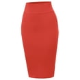 thumbnail image 1 of A2Y Women's Basic Solid Ponte Knee Length Slit Techno Span High Waist Pencil Skirt Coral 2XL, 1 of 3