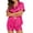 EL12_Hot Pink, variant on Womens Silk Satin Pajama Set 2 Piece Lounge Pjs Winter Matching Summer Sleepwear Button Shirt Shorts Light Brown 2XL