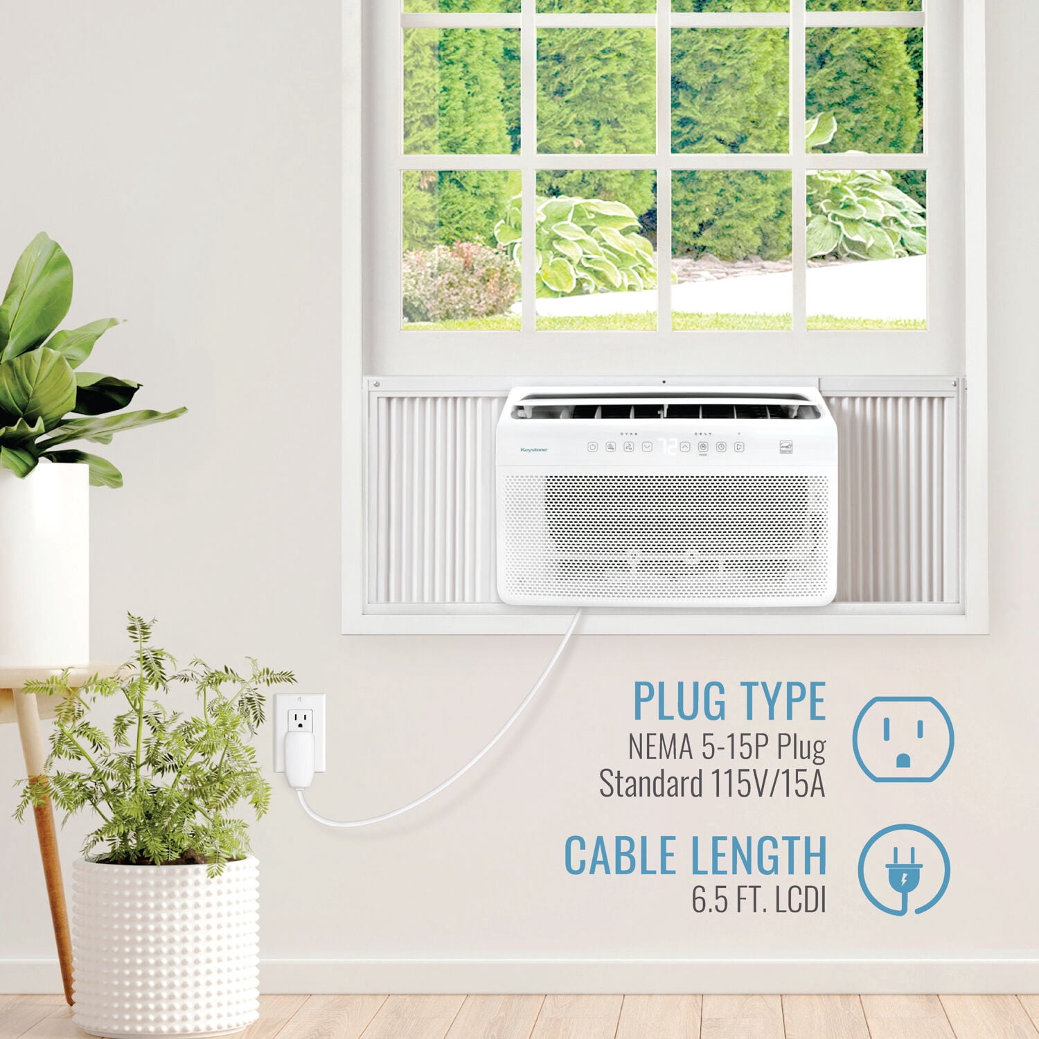 Keystone 8,000 BTU Window Mounted Inverter Air Conditioner with Remote Control, KSTAW08INV