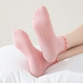 thumbnail image 3 of Ruffle Socks Cute Cotton Summer Breathable 5 Pairs Crew Socks Solid Color for Women Gift, 3 of 9