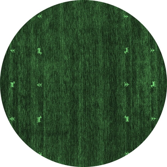 Ahgly Company Indoor Round Abstract Emerald Green Contemporary Area Rugs, 5' Round