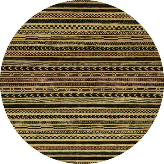 Ahgly Company Machine Washable Indoor Round Abstract Orange G Area Rugs, 5' Round