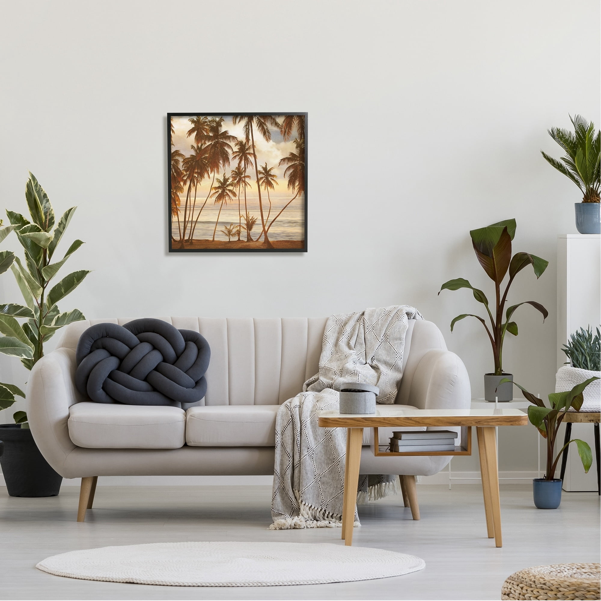 Stupell Industries Tropical Palm Trees Overlooking Warm Ocean View Photograph Black Framed Art Print Wall Art, Design by John Seba