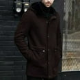 thumbnail image 4 of Yiliang Men's Suede Thick Insulation Jacker Hooded Casual Jacket Coat,Coffee,M, 4 of 6