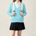thumbnail image 5 of TARIENDY Girls Cardigan Sweaters Years 5-17,Cotton Long Sleeve School Uniform Sweater,Button Down V Neck Cardigans,Spring Fall Casual Outerwear Sky Blue 11 Years, 5 of 8
