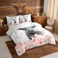 thumbnail image 2 of Erosebridal Highland Cow Bedding Comforter Set for Girls, Pink Floral Gray Marble King Bedding Sets, 2 of 6