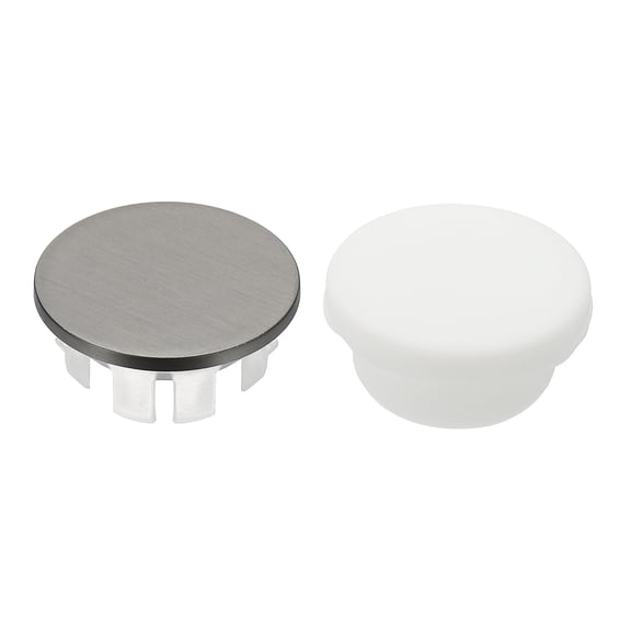 Uxcell 2Pcs Sink Overflow Ring, Universal Sink Overflow Drain Cover, Insert in Hole Single Layer Cap Round Caps for Bathroom Kitchen Basin Wash Basin, Gunmetal Gray/White