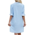 thumbnail image 6 of Deago Summer Dresses for Women V Neck Ruffle Short Sleeve Solid Color Casual Loose Shirt Dress (Blue, L), 6 of 9