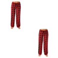 thumbnail image 2 of Pantalón largo Jumpingount de poliéster para mujer colorido informal transpirable a cuadros Rojo XXL 2piezas, 2 of 6