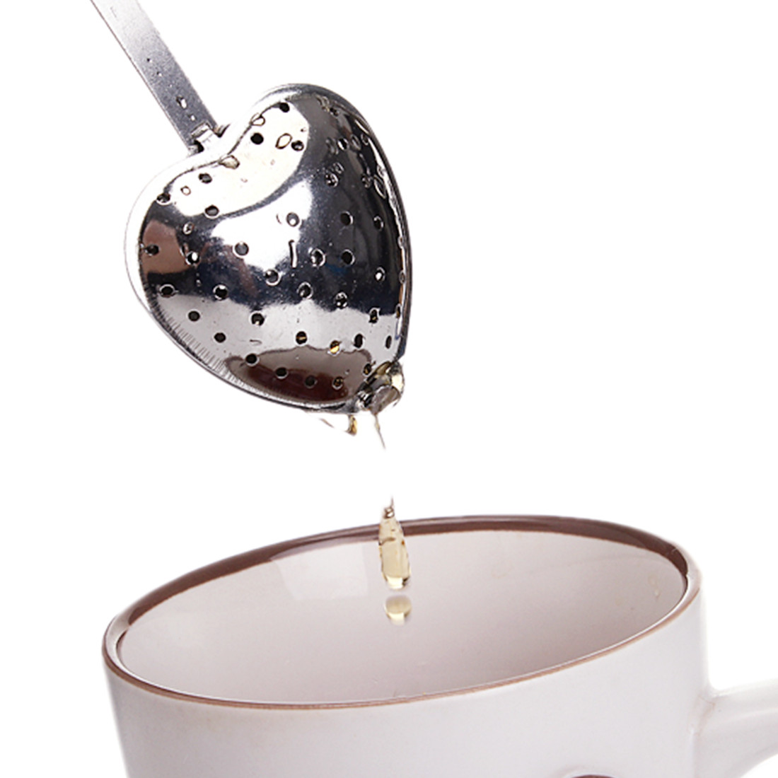 Heart Shaped Tea Infuser Spoon Strainer Stainless Steel Steeper Handle