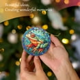 thumbnail image 4 of Funny Christmas Ornament,Colorful Frog in Stained Glass Style,Xmas Round Ceramic Pendant, 4 of 6