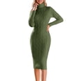 thumbnail image 2 of Autumn Winter Womens Long Sleeve Turtleneck Sweater Dresses Knitted Bodycon Midi Sheath Jumper Dresses, 2 of 4